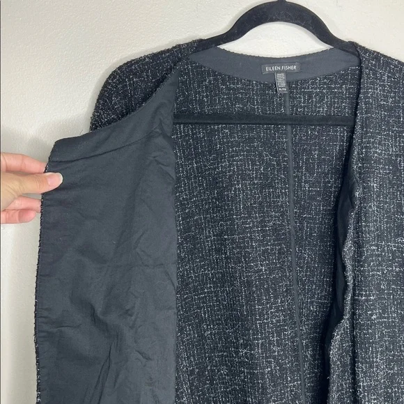 Eileen Fisher Briar Patch Black Wool open front 3/4 sleeve Jacket Blazer size XL - Picture 7 of 13